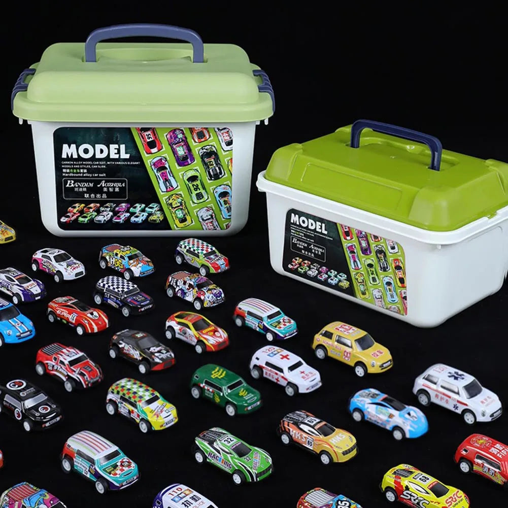 Mini Toy Car Model Set with Storage Box